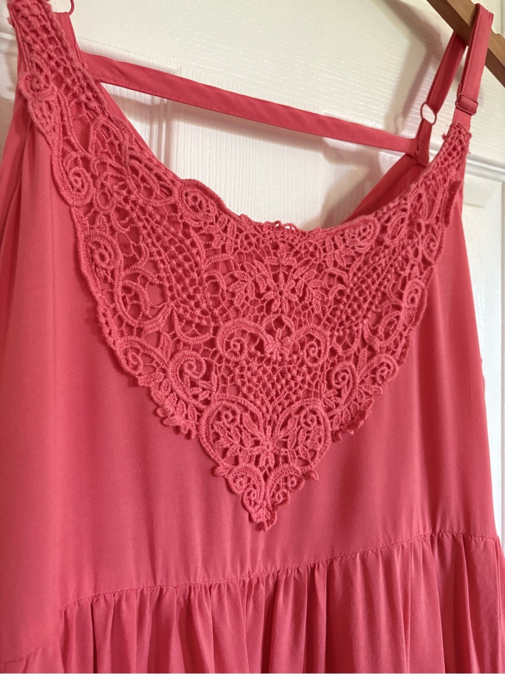 torrid Coral Pink Crochet-Yoke Tiered Sundress - Picture 4 of 5
